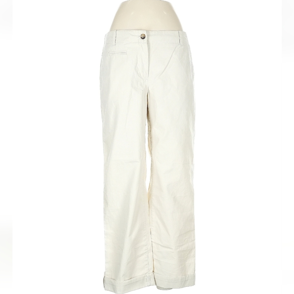 Talbot's Boyfriend Womens Wide-Leg Casual Pants Ivory Size 6